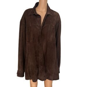 Golden Bear Sportswear brown 100% genuine suede shirt jacket size XL